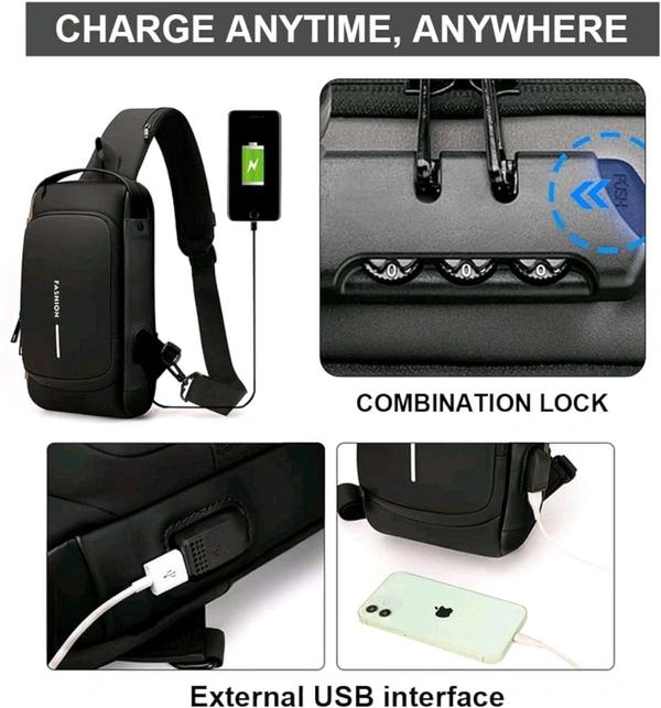 Anti Theft Crossbody Sling Bag ,Waterproof Chest Daypack With USB Charging